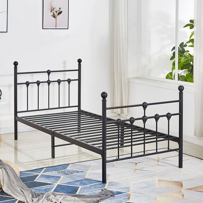 Κρεβάτι μεταλλικό μονό σε χρώμα μαύρο 95x200x105