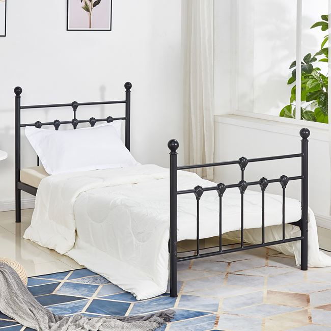 Κρεβάτι μεταλλικό μονό σε χρώμα μαύρο 95x200x105