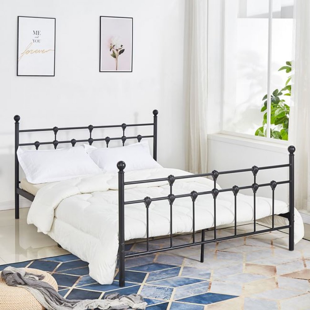 Κρεβάτι διπλό μεταλλικό σε χρώμα μαύρο 150x200x105