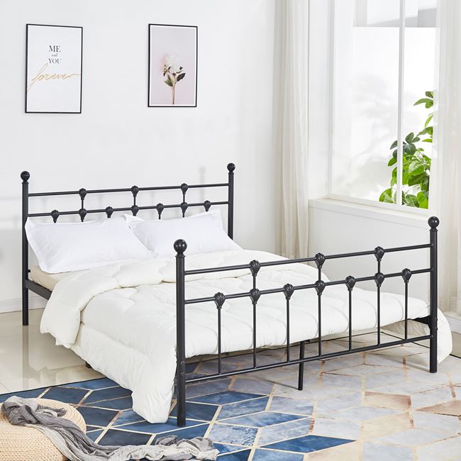 Κρεβάτι διπλό μεταλλικό σε χρώμα μαύρο 150x200x105
