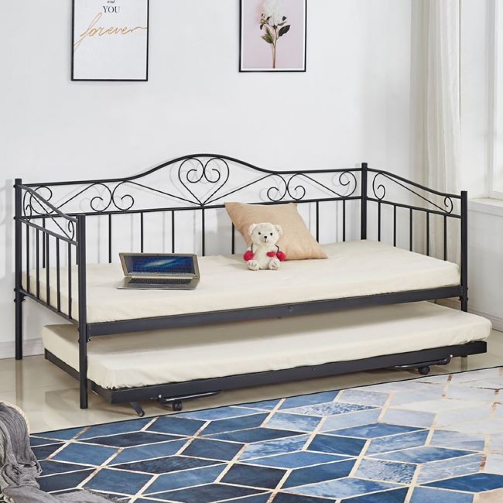 Κρεβάτι-καναπές μονό επεκτ/νο μεταλλικό σε χρώμα μαύρο 90x190x93