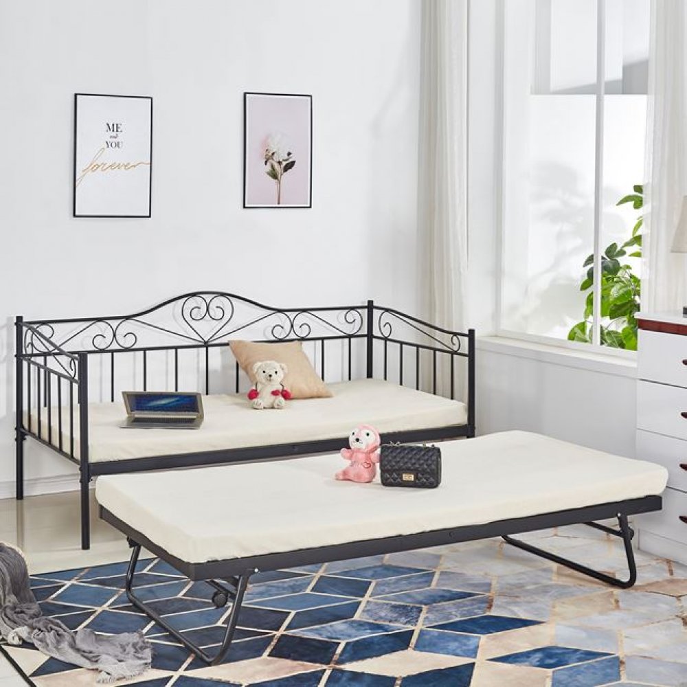 Κρεβάτι-καναπές μονό επεκτ/νο μεταλλικό σε χρώμα μαύρο 90x190x93