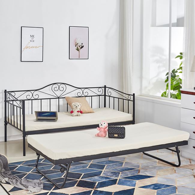 Κρεβάτι-καναπές μονό επεκτ/νο μεταλλικό σε χρώμα μαύρο 90x190x93