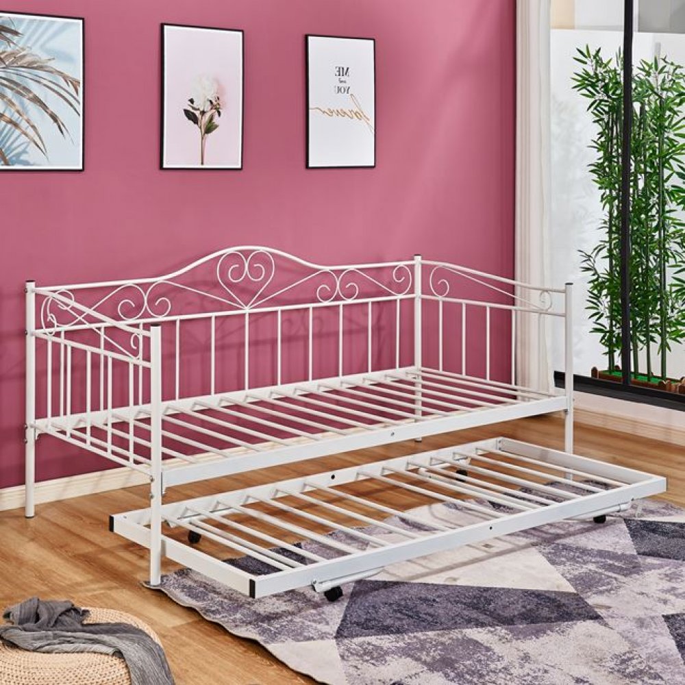 Κρεβάτι-καναπές μονό επεκτ/νο μεταλλικό σε χρώμα λευκό 90x190x93