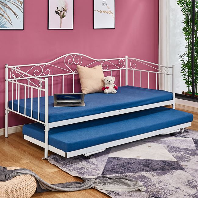 Κρεβάτι-καναπές μονό επεκτ/νο μεταλλικό σε χρώμα λευκό 90x190x93