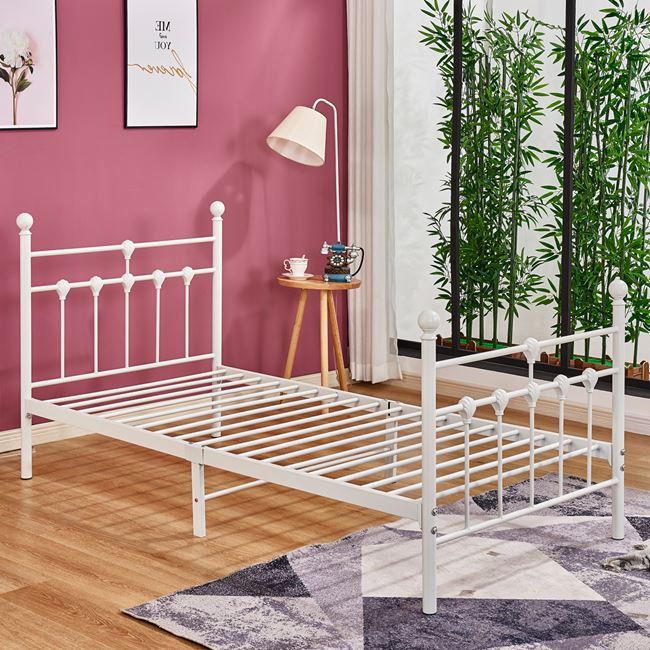 Κρεβάτι μονό μεταλλικό σε χρώμα λευκό 95x200x105