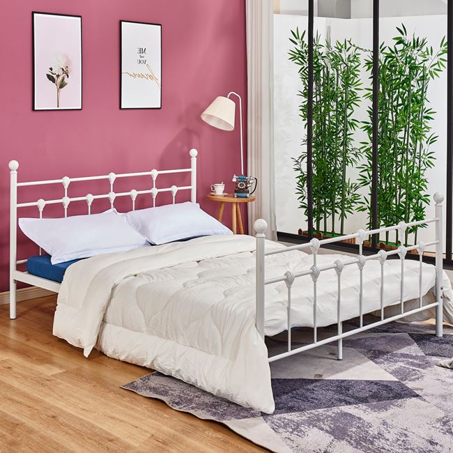 Κρεβάτι διπλό μεταλλικό σε χρώμα λευκό 150x200x105