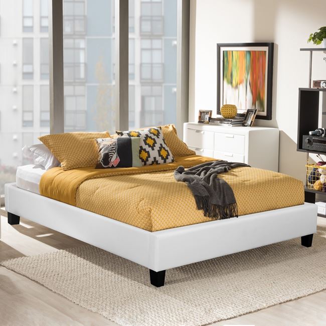 Κρεβάτι-υπόστρωμα διπλό "TONYA" από τεχνόδερμα σε λευκό χρώμα 155x215x30
