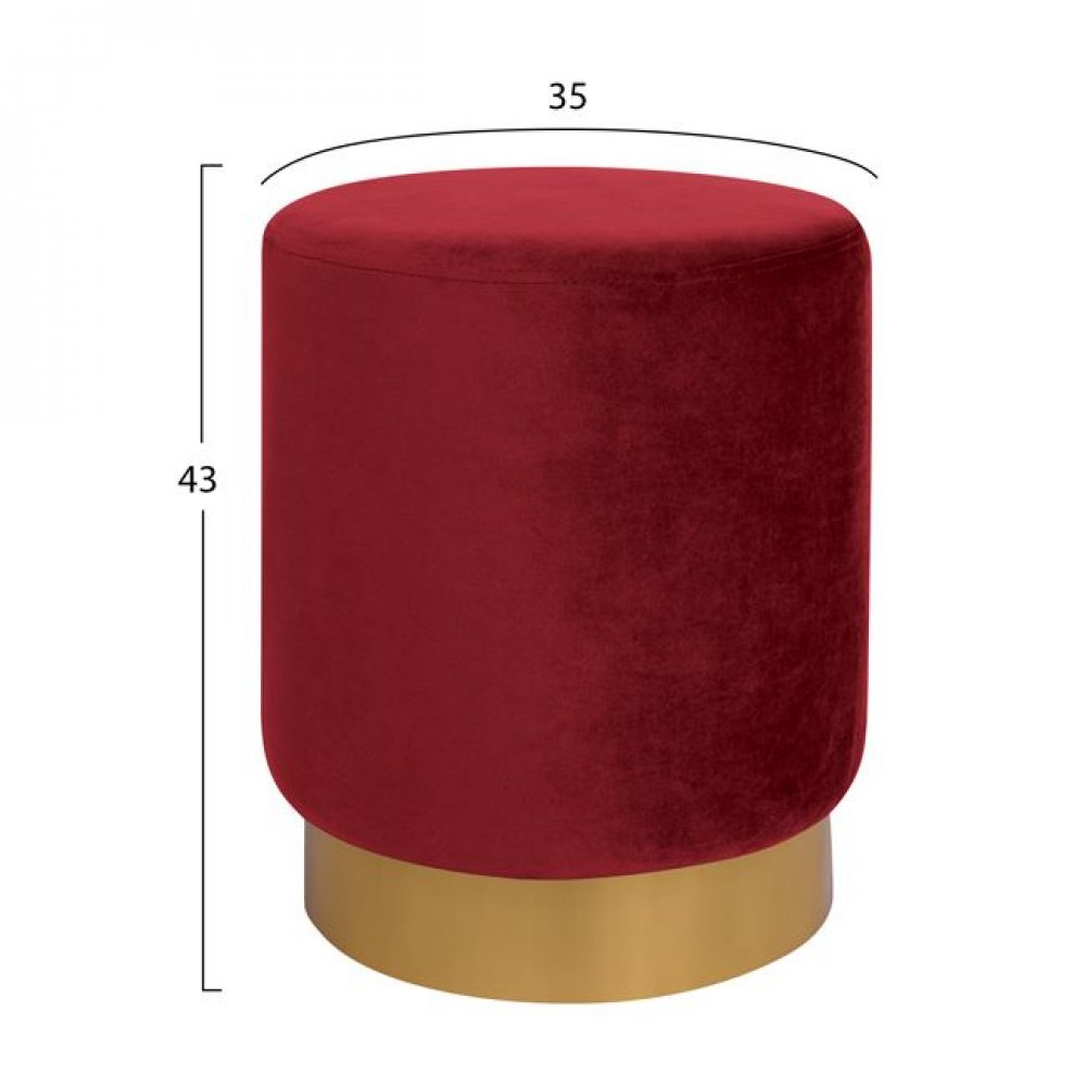 Σκαμπό "LEVY" βελούδο σε χρώμα κόκκινο/χρυσό Φ35x43