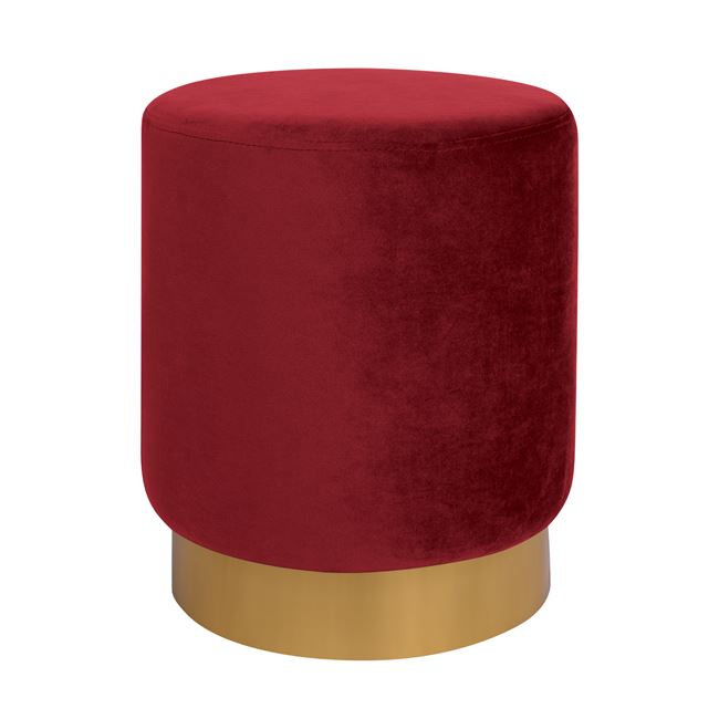 Σκαμπό "LEVY" βελούδο σε χρώμα κόκκινο/χρυσό Φ35x43