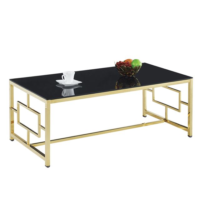 Τραπέζι σαλονιού "YARA" από γυαλί/μέταλλο σε χρώμα χρυσό/μαύρο 120x60x45