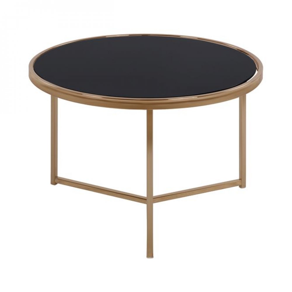 Τραπέζι σαλονιού "FRANCESCO" στρόγγυλο από γυαλί/μέταλλο σε χρώμα μαύρο/χρυσό Φ62x43