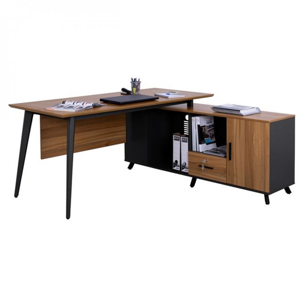 Γραφείο επαγγελματικό αναστρέψιμη γωνία "SUPREME" σε χρώμα γκρι/μελί 160x160x75