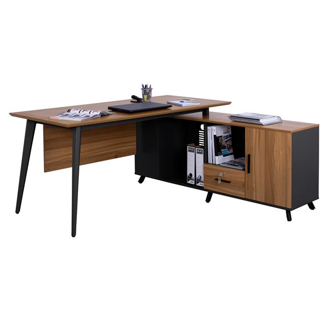 Γραφείο επαγγελματικό αναστρέψιμη γωνία "SUPREME" σε χρώμα γκρι/μελί 160x160x75