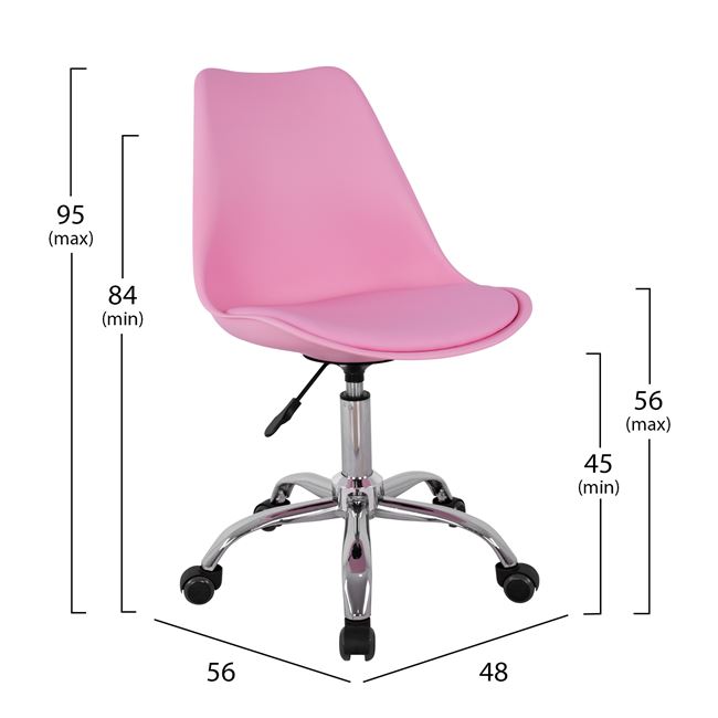 Καρέκλα γραφείου "VEGAS" από pp-pu σε ροζ χρώμα 48x56x95
