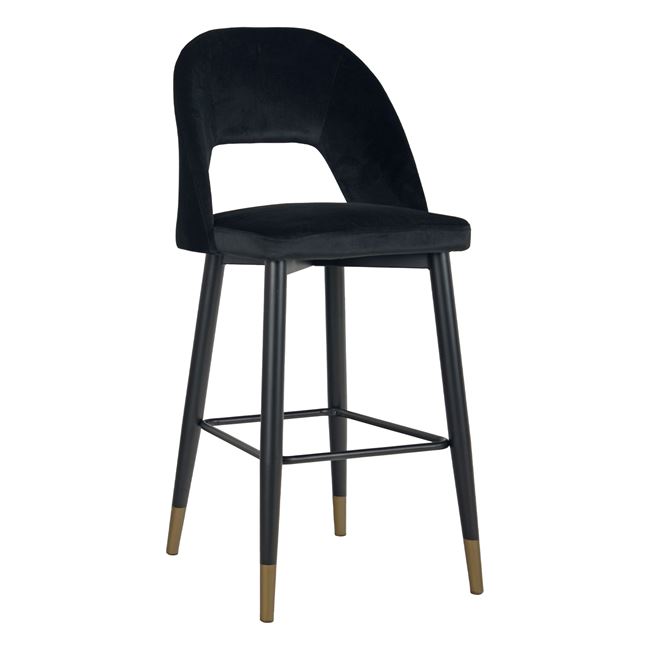 Σκαμπό μπαρ "HARPER" από μέταλλο/βελούδο σε χρώμα μαύρο 50x49x108