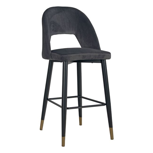 Σκαμπό μπαρ "HARPER" από μέταλλο/ύφασμα σε χρώμα γκρι 50x49x108