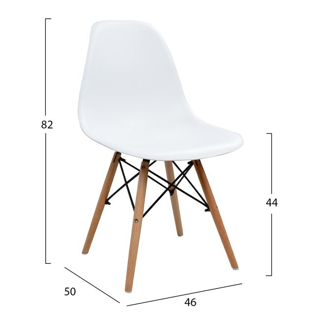 Καρέκλα "TWIST" από PP/ξύλο σε χρώμα λευκό 46x50x82