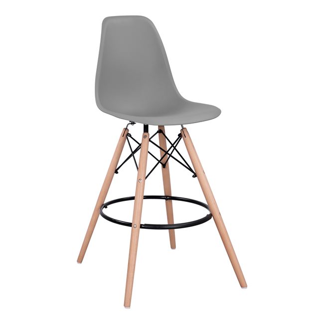 Σκαμπό μπαρ "RENATA" ξύλινο/PP σε χρώμα γκρι/φυσικό 58x56x107