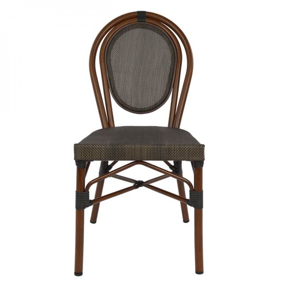 Καρέκλα "BAMBOO LOOK" αλουμινίου-textline σε χρώμα καφέ 40,5x56,5x89,5