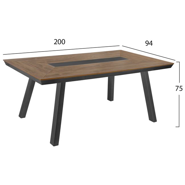 Τραπέζι αλουμινίου με POLYWOOD σε χρώμα γκρι 200x94x75