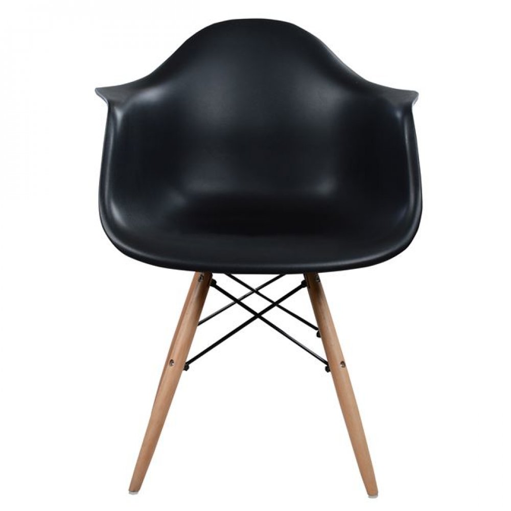 Πολυθρόνα "MIRTO" ξύλο/PP σε χρώμα μαύρο/φυσικό 64x60x81