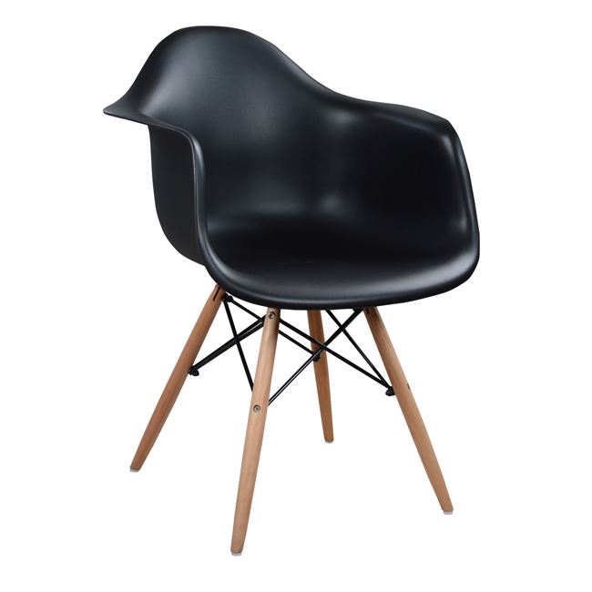 Πολυθρόνα "MIRTO" ξύλο/PP σε χρώμα μαύρο/φυσικό 64x60x81