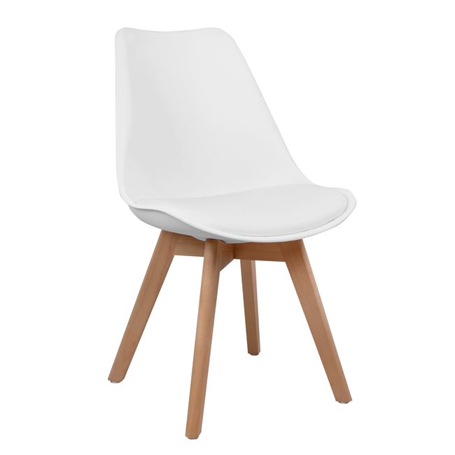 Καρέκλα "VEGAS" από PP/PU σε χρώμα λευκό/φυσικό 47x56,6x82