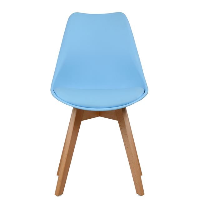 Καρέκλα "VEGAS" από PP/PU σε χρώμα σιέλ/φυσικό 47x56,6x82