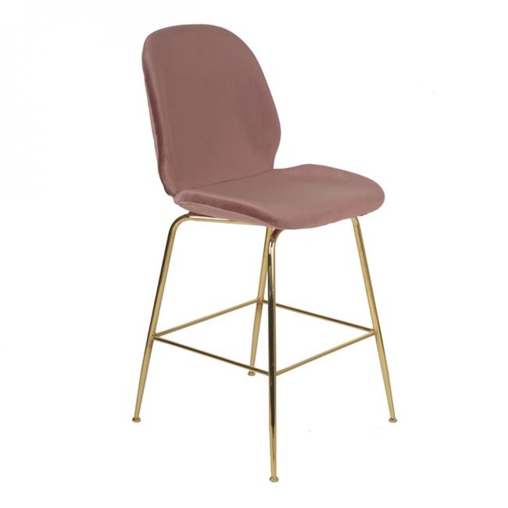 Σκαμπό μεσαίου ύψους "NORA" από μέταλλο/ύφασμα σε χρώμα χρυσό/σάπιο μήλο 48x61x103