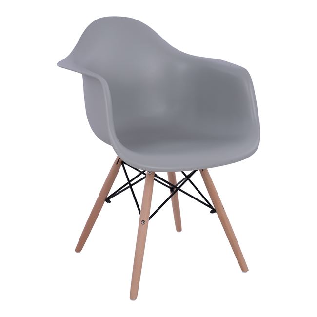 Πολυθρόνα "MIRTO" από PP/ξυλο σε χρώμα γκρι 64x60x81