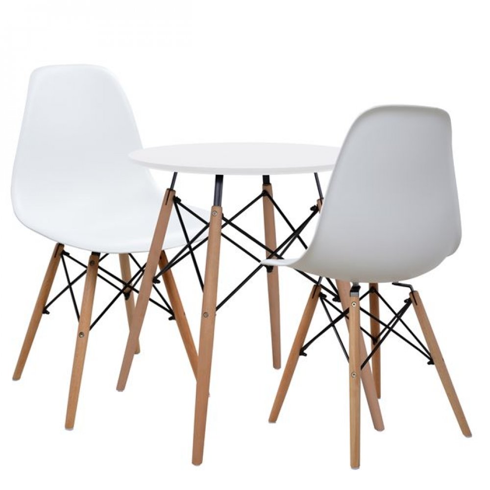 Σετ τραπεζαρίας 3τεμαχίων σε λευκό χρώμα Φ60x72