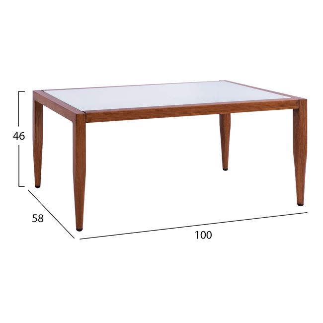Τραπέζι "BAMBOO LOOK" από αλουμίνιο/γυαλί σε χρώμα καφέ 100x58x46