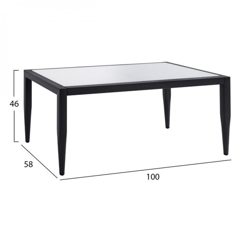 Τραπέζι από αλουμίνιο/γυαλί σε χρώμα γκρι 100x58x46