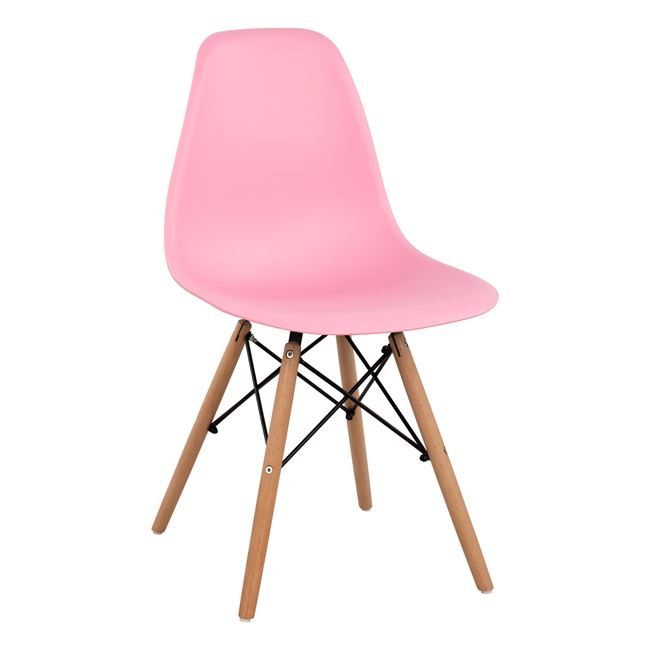 Καρέκλα "TWIST" από PP/ξύλο σε χρώμα ροζ/φυσικό 46x50x82