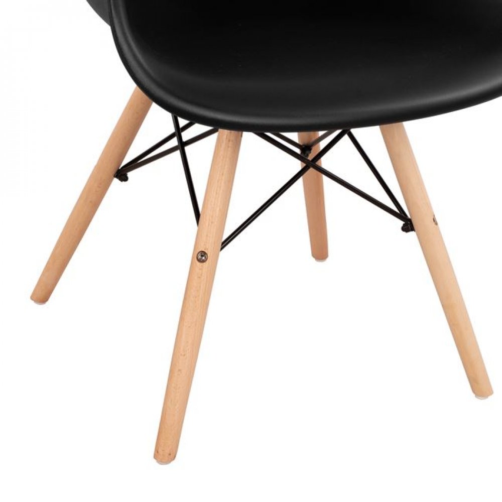 Πολυθρόνα "MIRTO" από PP/ξύλο σε χρώμα μαύρο/φυσικό 61x60x82