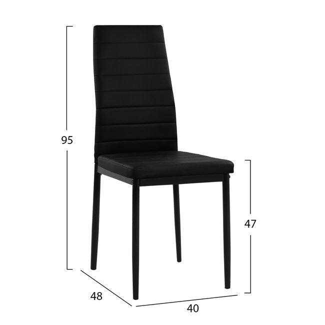 Καρέκλα "LADY" από μέταλλο/PU σε χρώμα μαύρο 40x48x95