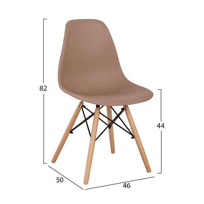Καρέκλα "TWIST" από ξύλο/PU σε χρώμα καπουτσίνο 46x50x82