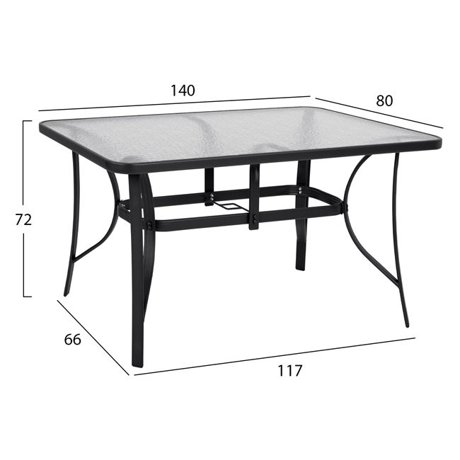 Τραπέζι "BRUNO" από μέταλλο/γυαλί σε χρώμα γκρι 140x80x72