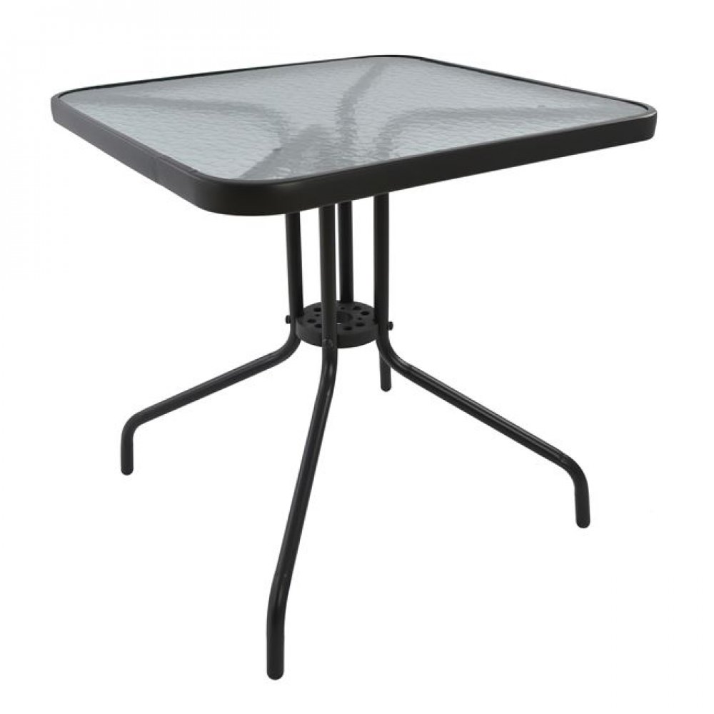 Τραπέζι "FIGO" από μέταλλο/γυαλί σε χρώμα γκρι 70x70x72