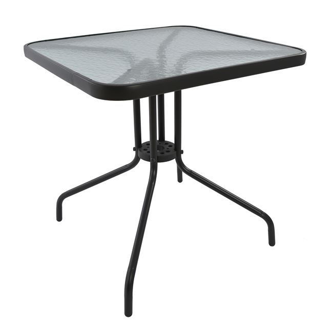 Τραπέζι "FIGO" από μέταλλο/γυαλί σε χρώμα γκρι 70x70x72