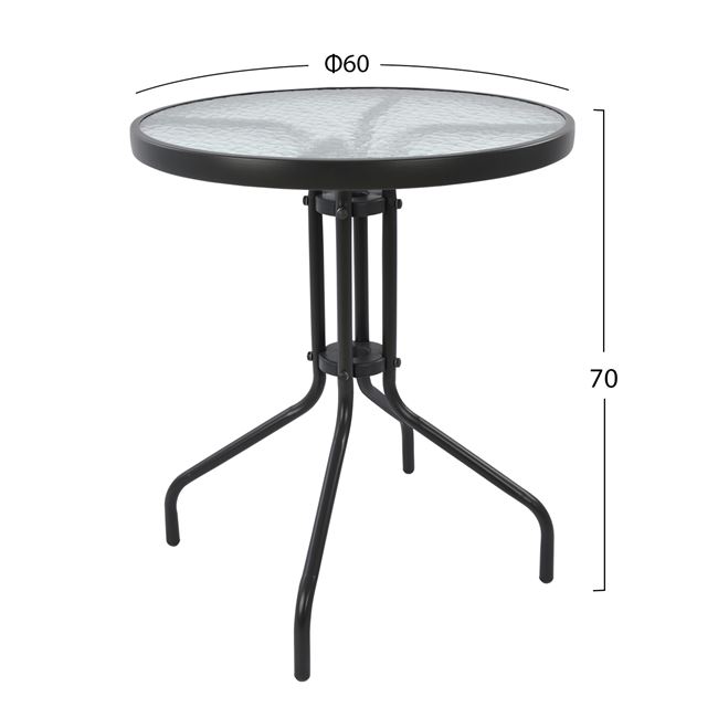 Τραπέζι "LIMA" από μέταλλο/γυαλί σε χρώμα γκρι Φ60x70