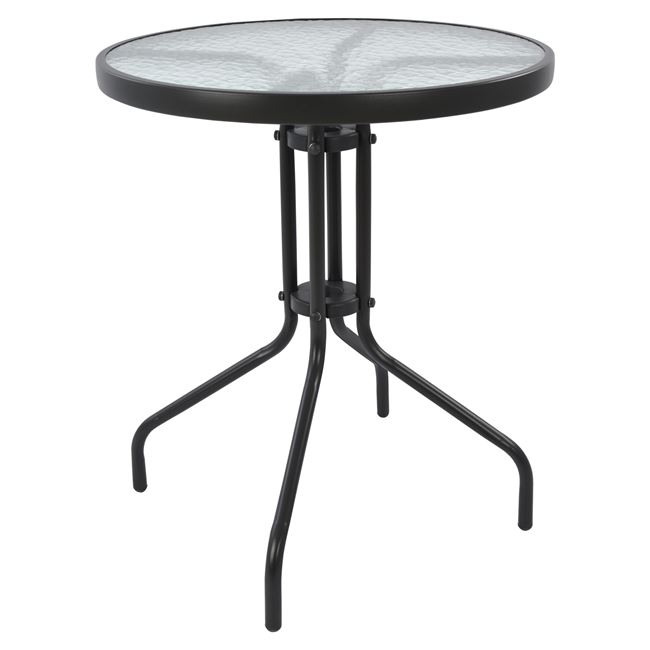 Τραπέζι "LIMA" από μέταλλο/γυαλί σε χρώμα γκρι Φ60x70