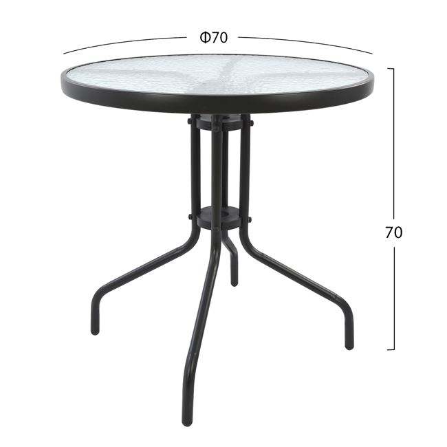 Τραπέζι από μέταλλο/γυαλί σε χρώμα γκρι Φ70x70