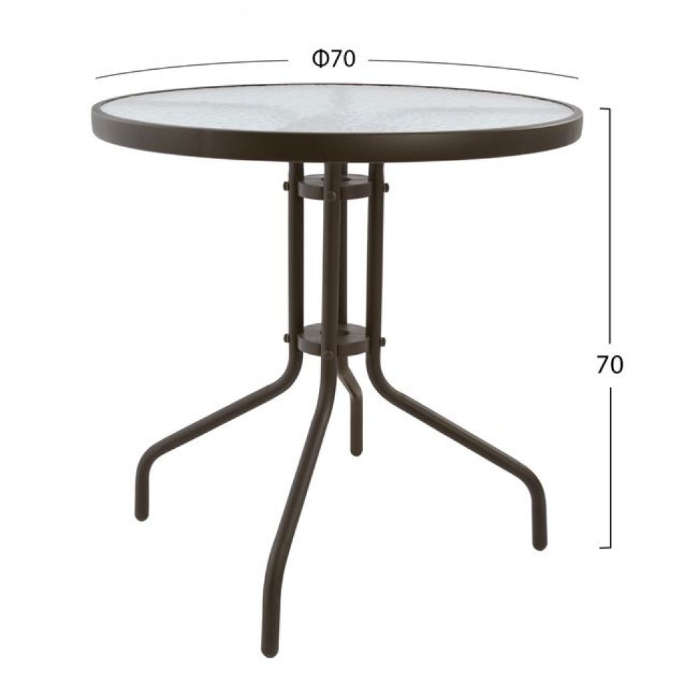Τραπέζι από μέταλλο/γυαλί σε χρώμα καφέ Φ70x70