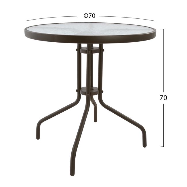 Τραπέζι από μέταλλο/γυαλί σε χρώμα καφέ Φ70x70