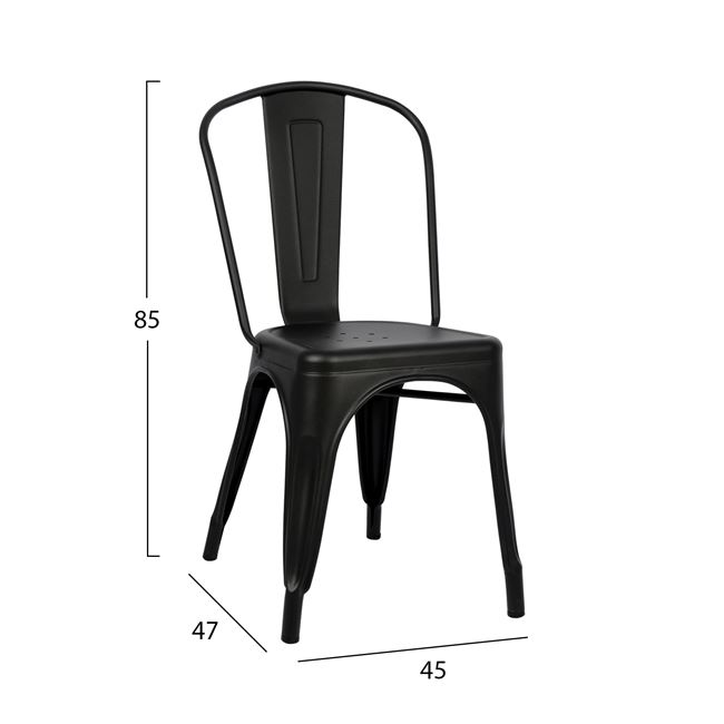 Καρέκλα "MELITA" από μέταλλο σε χρώμα μαύρο ματ 45x47x85
