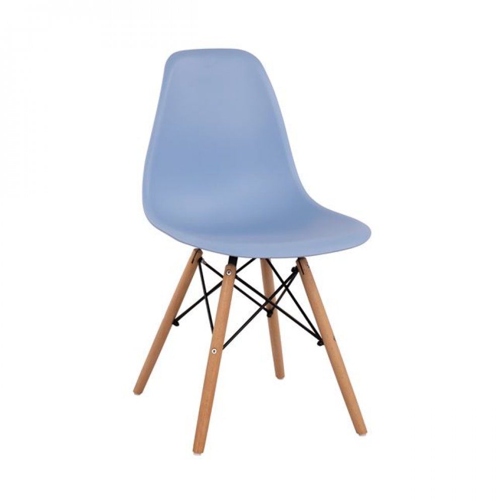 Καρέκλα "TWIST" από PP/ξύλο σε χρώμα γαλάζιο/φυσικό 46x53x82