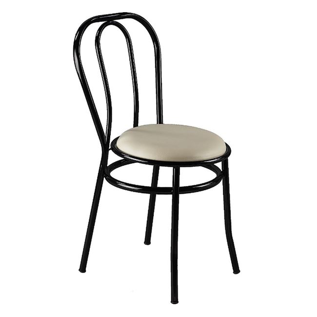 Καρέκλα Βιέννης από PU/μέταλλο σε χρώμα λευκό/μαύρο Φ40x85