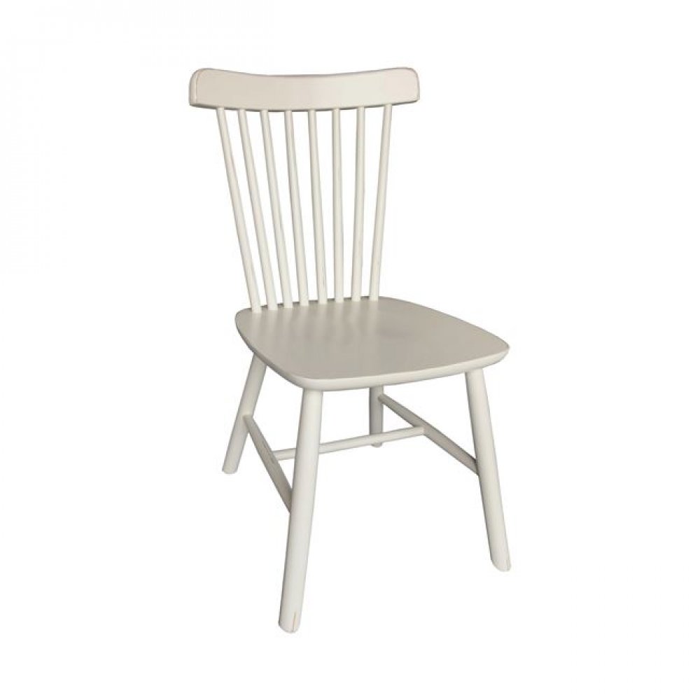 Καρέκλα "LUCIEN" από ξύλο σε χρώμα αντικέ λευκό 48x54x86